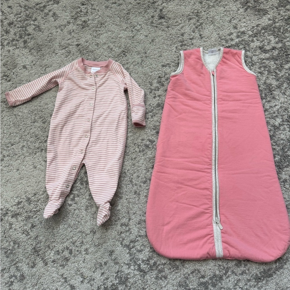 Girls 3-6 months Hanna Andersson Pink Striped Pajama and Sleep Sack Set